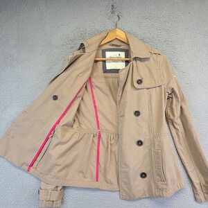 Abercrombie Fitch Jacket Womens M Beige Utility Grunge Pea Coat Academia Moto